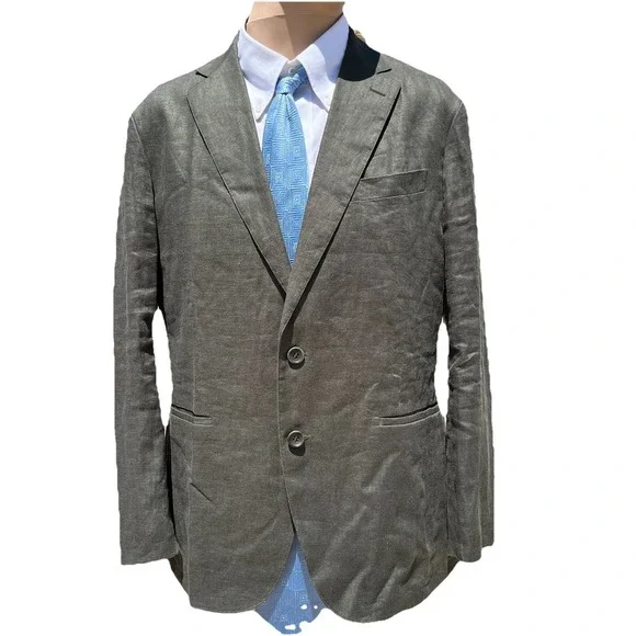 (Sene) linen New‎ without tags Men (44) blazer 2 button olive formal sport Coat